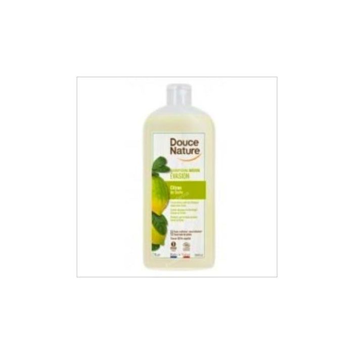 DOUCE NATURE Champú Gel Limón 1L - Cabello y Cuerpo sin Sulfatos ni Jabón, Envase 100% Vegetal