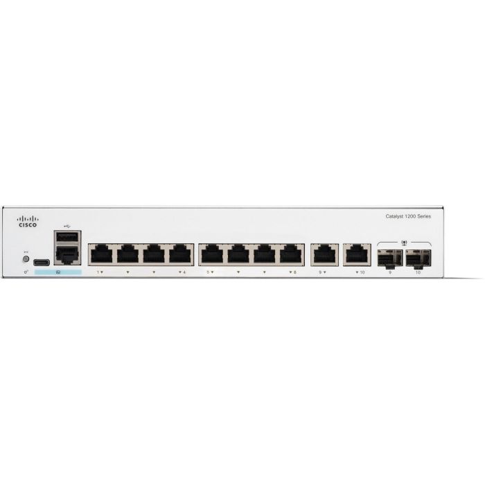 Cisco Catalyst 1200 Switch Gestionado L2 Gigabit Ethernet (10/100/1000) de 8 Puertos con 2 Ranuras SFP, Montaje en Rack 1U 1 Cisco Catalyst 1200 Switch Gestionado L2 Gigabit Ethernet (10/100/1000) de 8 Puertos con 2 Ranuras SFP, Montaje en Rack 1U 1