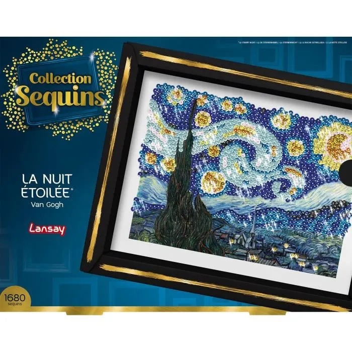 Lansay LAN3181860203446 Kit de Ocio Creativo Colección Lentejuelas La Noche Estrellada Van Gogh a partir de 14 años 3