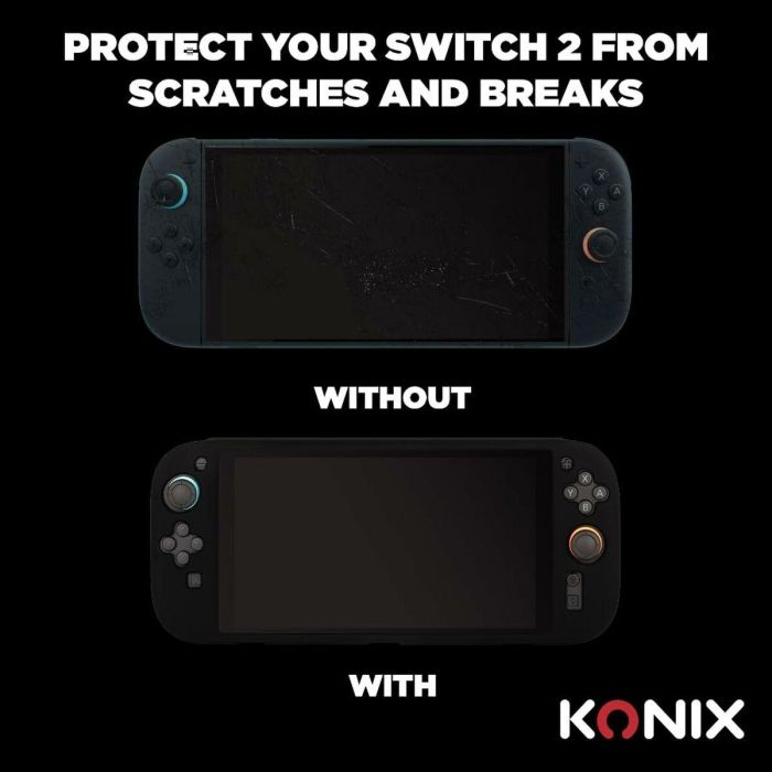 Konix Funda Protectora para Nintendo Switch 2, Silicona, Antideslizante, Antigolpes, Antiarañazos y Antipolvo, Negro 7