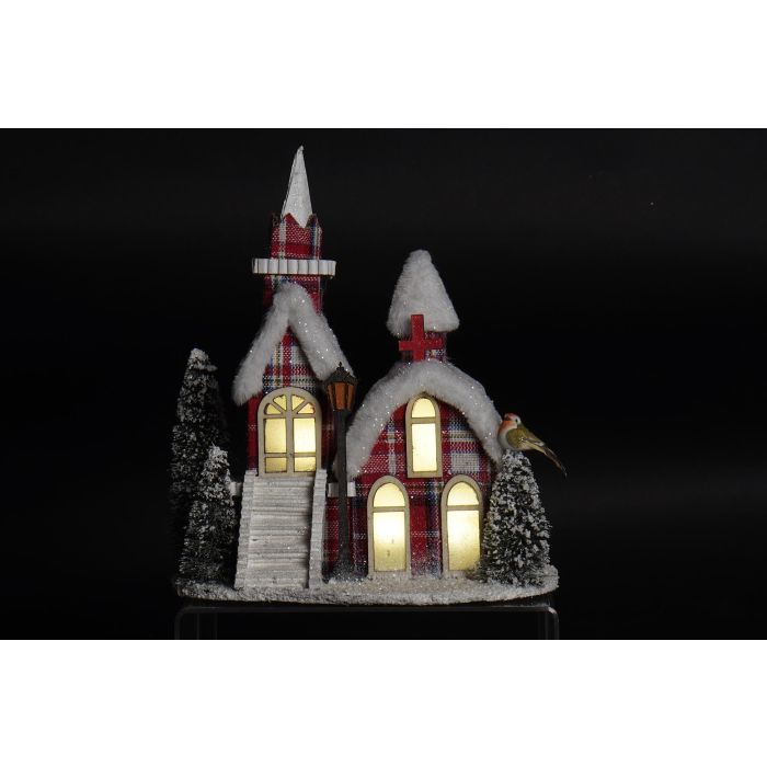 DKD Home Decor Decoración Luminosa Navideña Casa Alpina LED Rojo Blanco Verde 2 Unidades 18x31x27 cm 1