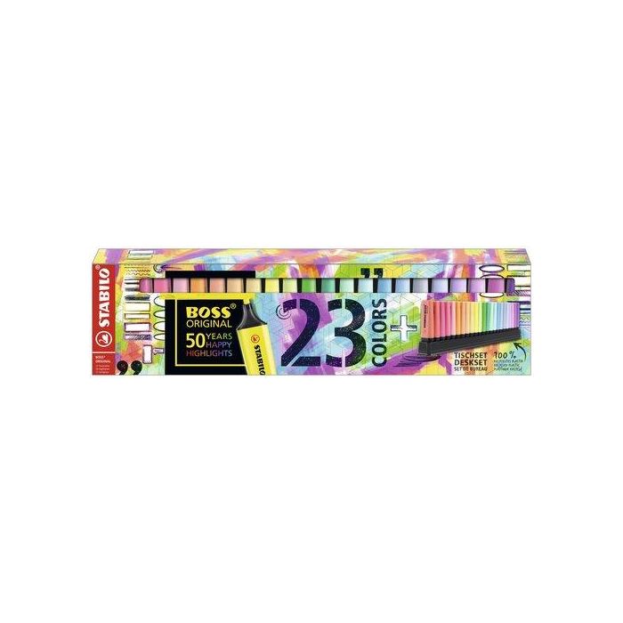 Stabilo Rotulador fluorescente Boss Original Deskset estuche 23 unidades colores surtidos punta biselada 2-5mm antisecado