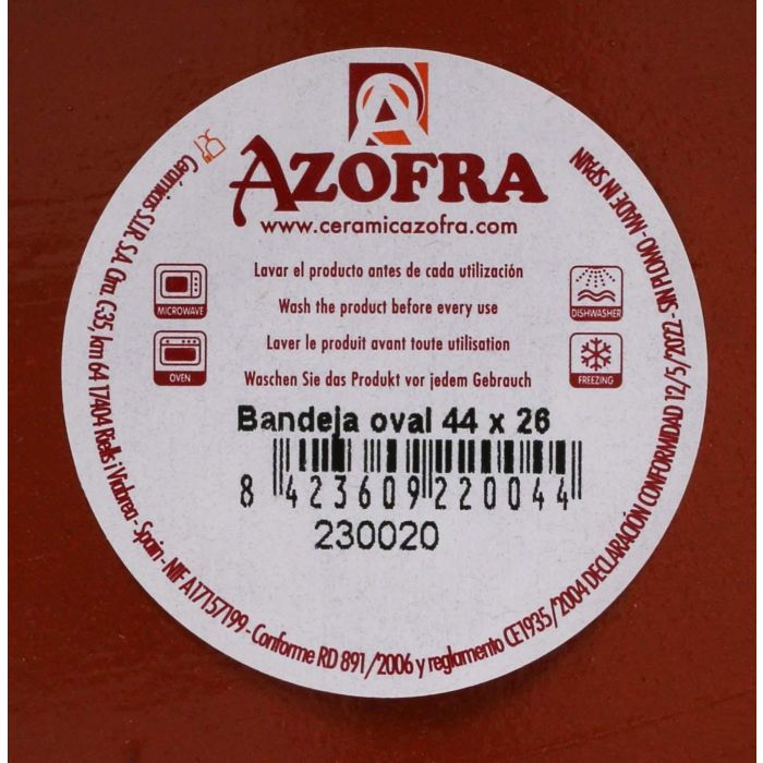 Azofra Fuente Oval Vitro 44 x 26 cm (4 Unidades)