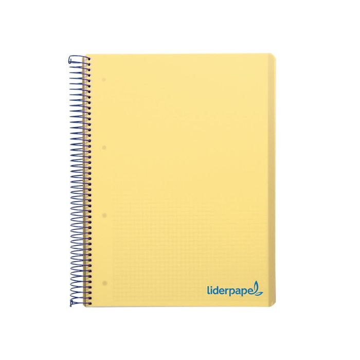 Cuaderno Espiral Liderpapel A4 Micro Wonder Tapa Plastico 120H 90 gr Cuadro 5 mm 5 Banda4 Taladros Color Amarillo 1