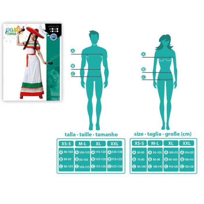 Disfraz Mujer Adulto Mejicana Tricolor XXL 3 Disfraz Mujer Adulto Mejicana Tricolor XXL 3