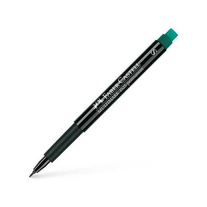 Faber Castell Rotulador Permanente Multifuncional Multimark S con Goma Integrada, para Múltiples Superficies, Resistente al Agua, Verde (10 Unidades) (10 Unidades)