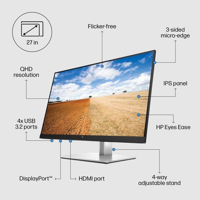 HP 68.6cm (27") Quad HD 2560 x 1440 IPS, 16:9, 5ms, 178°/178°, 1000:1 12 HP 68.6cm (27") Quad HD 2560 x 1440 IPS, 16:9, 5ms, 178°/178°, 1000:1 12