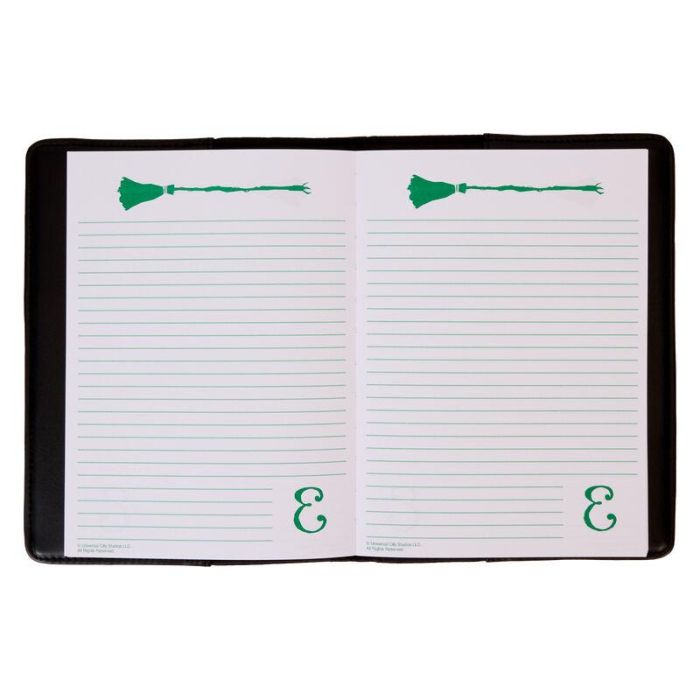 LOUNGEFLY Diario Elphaba Wicked 16.5x22.2cm, Funda Poliéster con Detalles Apliques y Bordados, Accesorios Dorado Brillante