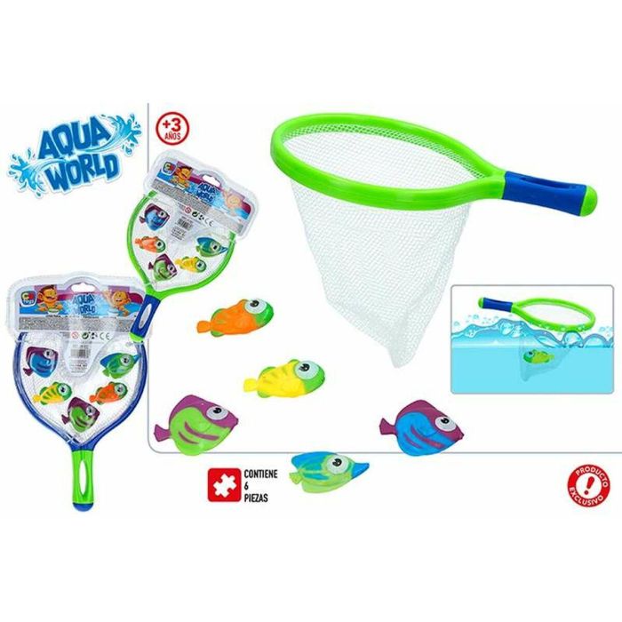 Set juego pesca aqua world con salabre y 5 peces - modelos surtidos