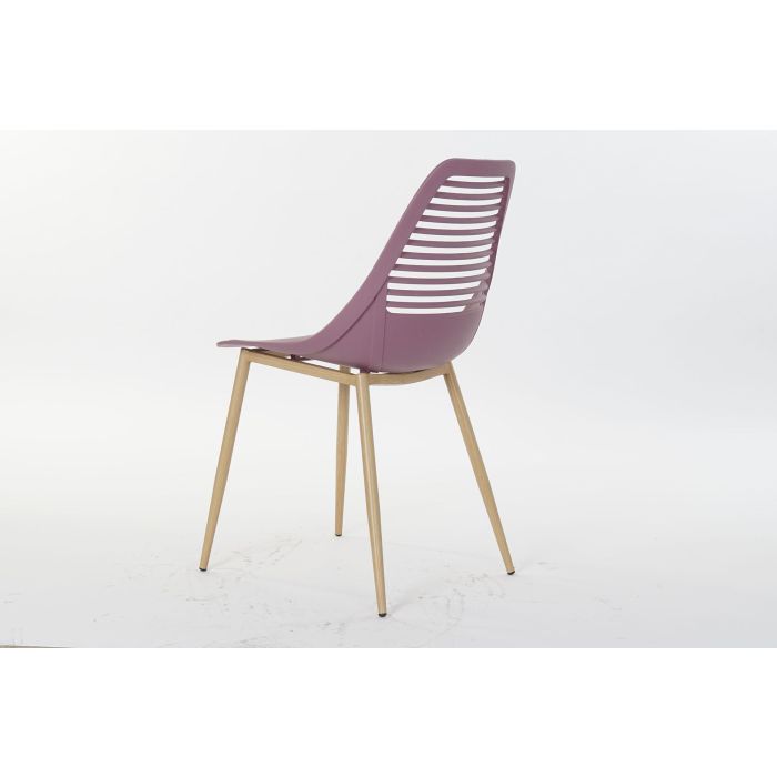 DKD Home Decor Silla Scandi Desmontable de Pp y Metal con Acabado Mate, Magenta y Marrón Claro (4 Unidades) – Altura Asiento 45 cm 4
