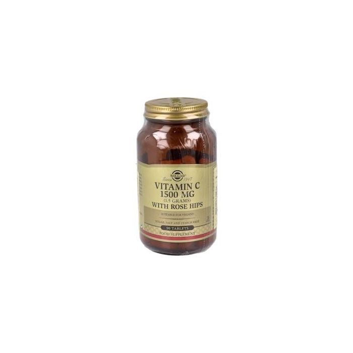 Solgar ROSE HIPS C 1500mg Cápsulas 90 Unidades - Vitamina C, Potente Antioxidante, Refuerzo Inmune y Colágeno, Vegano, Sin Azúcar