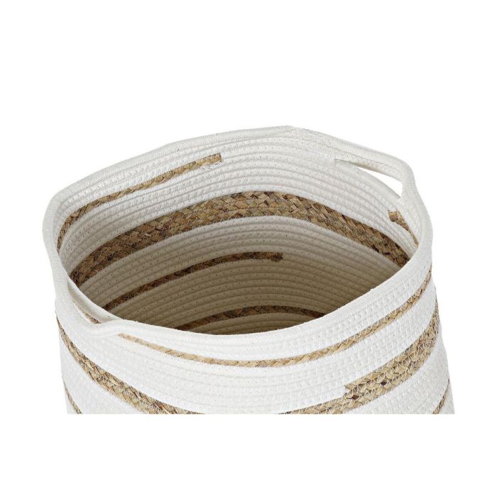 DKD Home Decor Cesta Boho de Algodón y Seagrass Blanco Natural, Set 4 Unidades, 36x36x34 cm 3