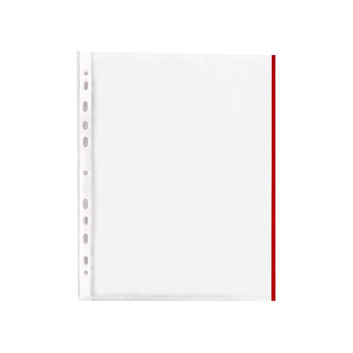 Q-connect Funda Multitaladro Cristal DIN A4 70 mc con Borde Rojo - Bolsa 10 Unidades 1