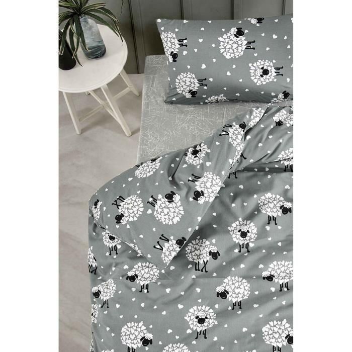 Juego de cama ASI8684283019366 - 1 funda nórdica 220x240 cm + 2 fundas de almohada 60x60 cm - Algodón/Poliéster Gris 1 Juego de cama ASI8684283019366 - 1 funda nórdica 220x240 cm + 2 fundas de almohada 60x60 cm - Algodón/Poliéster Gris 1