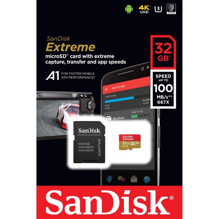SanDisk SDSQXAF-032G-GN6MA Tarjeta de Memoria 32GB microSDHC UHS-I Clase 10 100MB/s con Adaptador 4