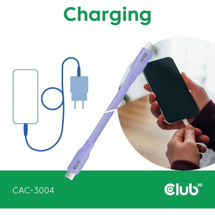 Club3D Lifestyle USB-C St/St - Cable Púrpura de 2m USB4 Gen 2x2, PD 240W, 20Gbps, para Carga Rápida 3 Club3D Lifestyle USB-C St/St - Cable Púrpura de 2m USB4 Gen 2x2, PD 240W, 20Gbps, para Carga Rápida 3