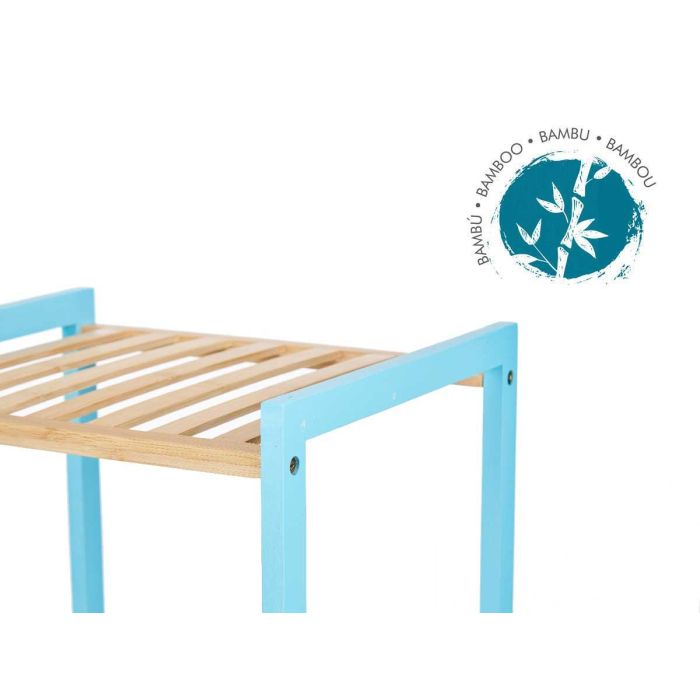 Berilo Estanteria Cuadrada 3 Estantes Bambu Azul 35x70x30 cm 3