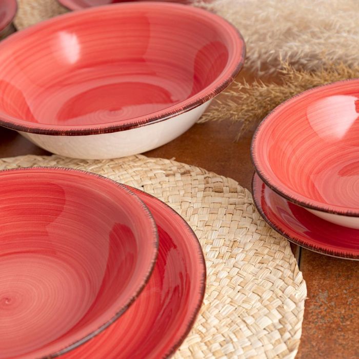 Quid Plato Postre Cerámico Coral Vita 19 cm Rojo Juego de 12 Unidades Pintado a Mano, Apto para Lavavajillas y Microondas, Apilable 2 Quid Plato Postre Cerámico Coral Vita 19 cm Rojo Juego de 12 Unidades Pintado a Mano, Apto para Lavavajillas y Microondas, Apilable 2