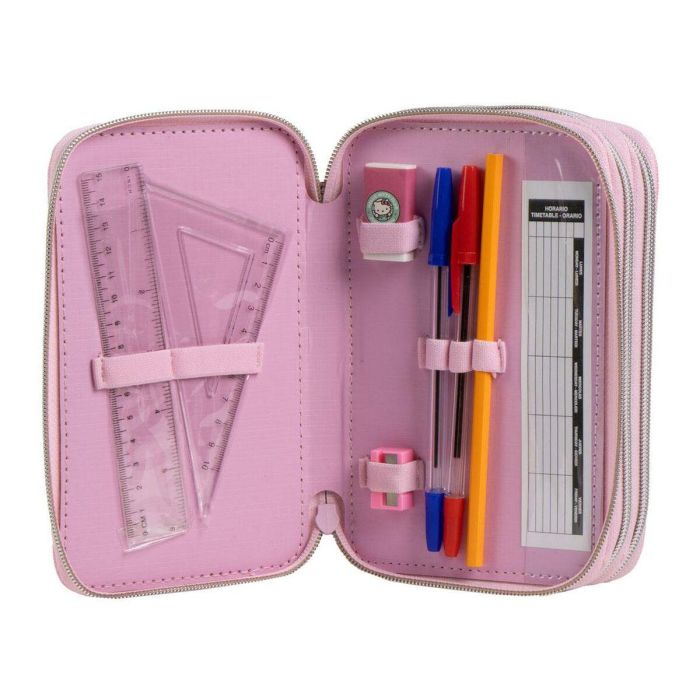 Cerdá Estuche Plumier Escolar con Accesorios Giotto Hello Kitty Rosa 12.5x6.5x19.5 cm para niños +3 años 3