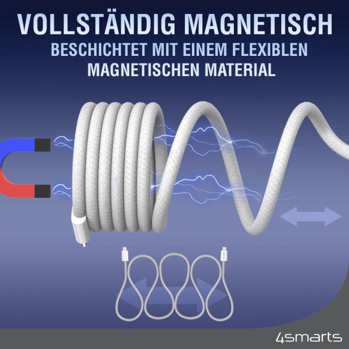 4smarts USB-C Magnetisches Kabel RollUp 1.5m. wei 8