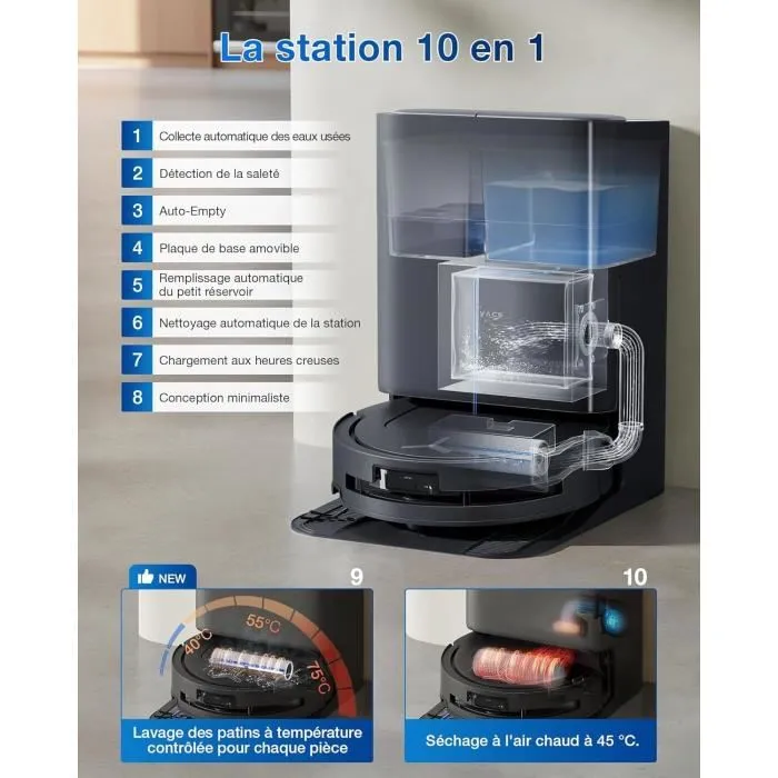 Ecovacs T80 OMNI Robot Aspirador y Fregador 18.000 Pa Limpieza Automática Instantánea OZMO Roller ZeroTangle 3.0 3