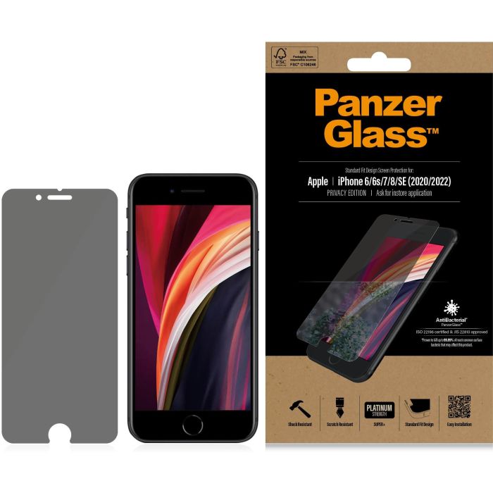 PanzerGlass Protector de Pantalla Privacidad para iPhone 6/7/8/SE 2020/22. Antirayaduras, Antigolpes y Antibacteriano 2 PanzerGlass Protector de Pantalla Privacidad para iPhone 6/7/8/SE 2020/22. Antirayaduras, Antigolpes y Antibacteriano 2