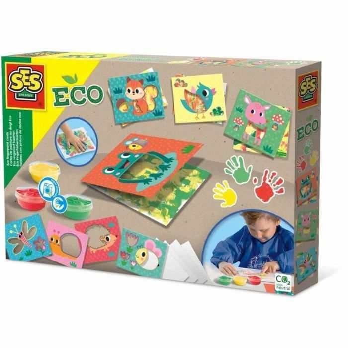 Ses Creative SES8710341249250 Tarjetas Eco para Pintar con los Dedos - Exprésate con hojas de papel