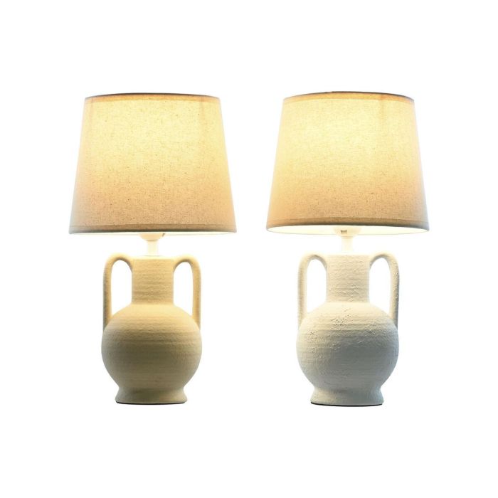 Lámpara de mesa Home ESPRIT Blanco Beige Cerámica 50 W 220 V (2 Unidades) 1 Lámpara de mesa Home ESPRIT Blanco Beige Cerámica 50 W 220 V (2 Unidades) 1