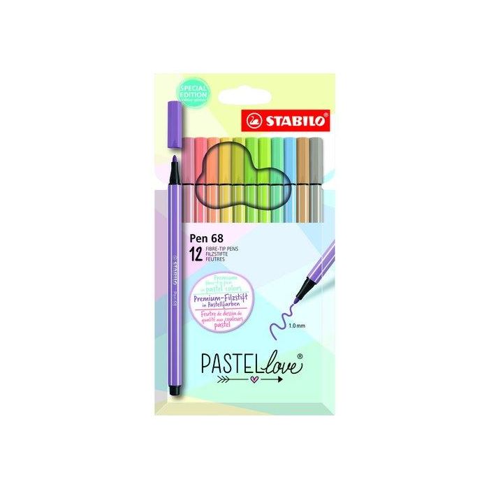 Rotulador Fibra Stabilo Pen 68 Pastel Love Estuche De Carton De 12