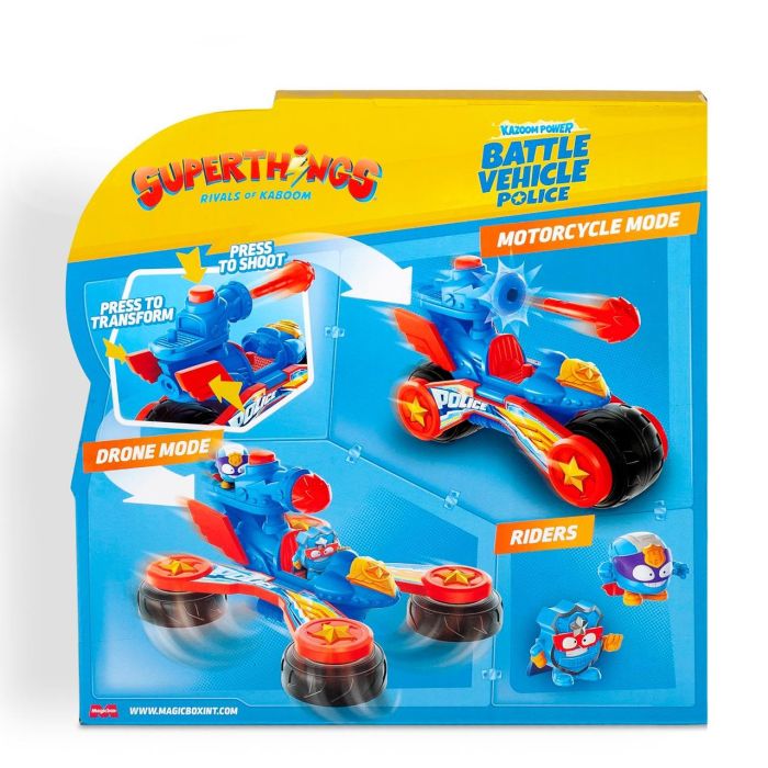 SUPERTHINGS Pstsp116In320 Battle Vehicles Police, Vehículo de Héroes, de Motocicleta a Dron, Incluye 2 Superthings Exclusivos 2 SUPERTHINGS Pstsp116In320 Battle Vehicles Police, Vehículo de Héroes, de Motocicleta a Dron, Incluye 2 Superthings Exclusivos 2