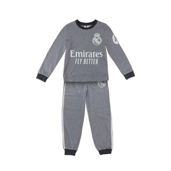 Cerdá Pijama Largo Single Jersey Real Madrid para niños de 12 años Color Gris