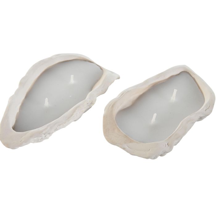 DKD Home Decor Vela Mediterraneo Blanca de Gres y Cera Diseño Ostra 20gr 6.3x3.4x11 cm (6 Unidades) 1