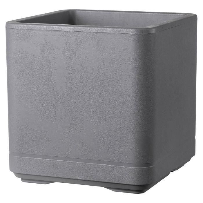 Maceta Cubo - DEROMA - Cosmo - Gris Ceniza - Autorriego - Ruedas - 38 cm Maceta Cubo - DEROMA - Cosmo - Gris Ceniza - Autorriego - Ruedas - 38 cm