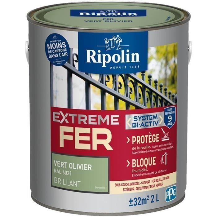 Pintura para hierro - RIPOLIN - 396707 - Verde oliva - Brillante - 2 L