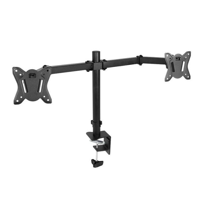 Complementos Organita Soporte Doble para Monitor 17-32'' para Mesa con Anclaje de Pinza/Prensa de Acero Resistente y Ajuste Independiente