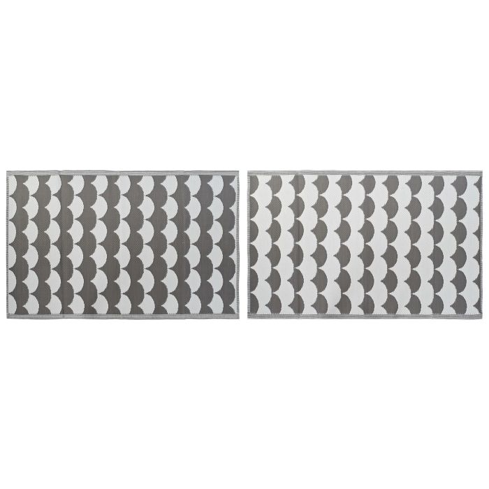 DKD Home Decor Alfombra de Poliéster con Ondas Gris Blanco 180x120 cm (2 Unidades) DKD Home Decor Alfombra de Poliéster con Ondas Gris Blanco 180x120 cm (2 Unidades)