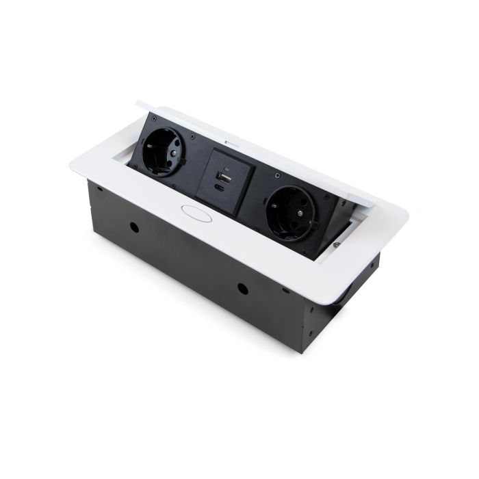 Emuca Multiconector para escritorio Atom 26 Lite, 225x111mm, 2 enchufes tipo Schuko, 1 USB tipo A, 1USB tipo C, Zamak-Acero-Plástico, Blanco 0 Emuca Multiconector para escritorio Atom 26 Lite, 225x111mm, 2 enchufes tipo Schuko, 1 USB tipo A, 1USB tipo C, Zamak-Acero-Plástico, Blanco 0