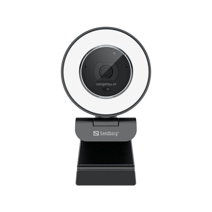 Sandberg Streamer USB Webcam Pro Elite 2K 1440p 30FPS / 1080p 60FPS para Streaming Gaming con Micro Estéreo, Autofocus y Luz Anular 4