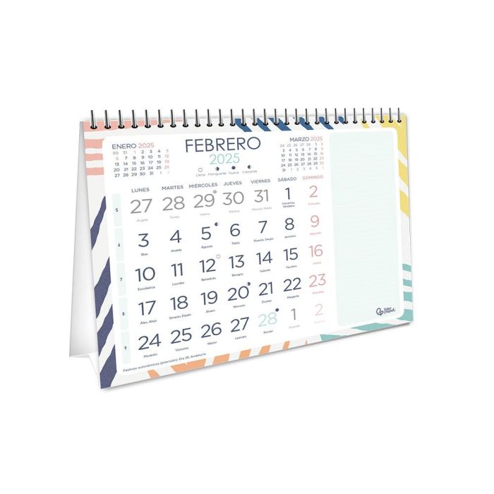 Calendario Espiral Triangular Liderpapel De Sobremesa Serie Joven 2025 14x14 cm Papel 128 gr Con Pegatinas 1