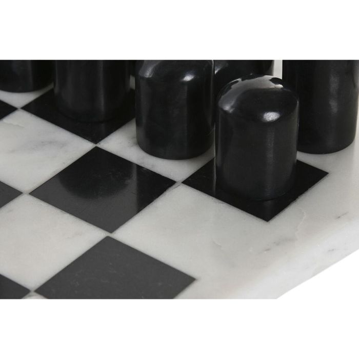 DKD Home Decor Juego de Ajedrez de Mesa Moderno en Mármol Blanco y Negro 35.5x35.5x1.5 cm 1