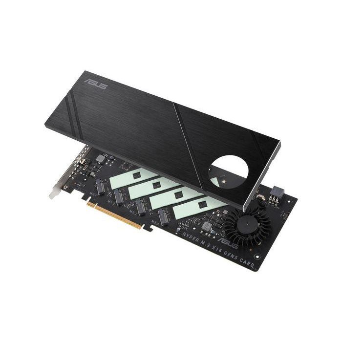 Asus Hyper M.2 x16 Gen5 Card Tarjeta PCIe 5.0 x16, 4 x M.2 slots, Soporte RAID, 512Gbps