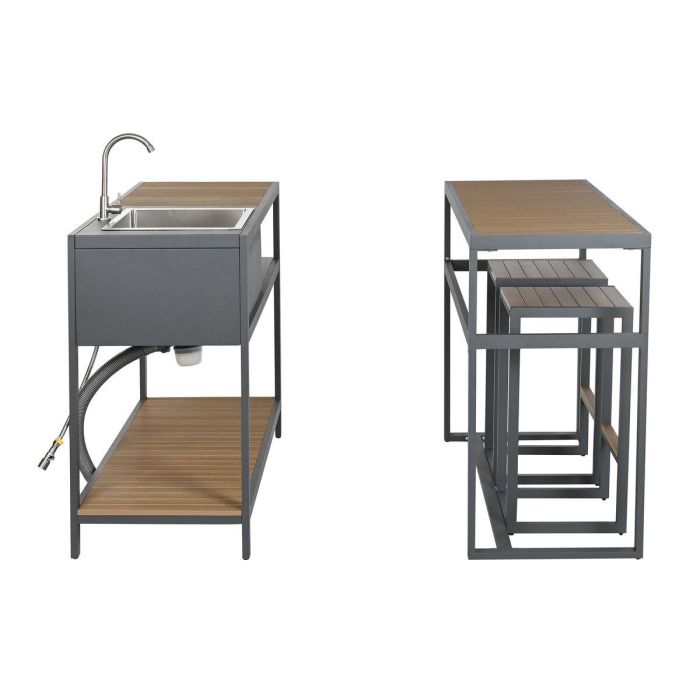 Mueble de cocina Home ESPRIT Gris Natural 127 x 100 x 90 cm 127 x 100 x 95 cm 13