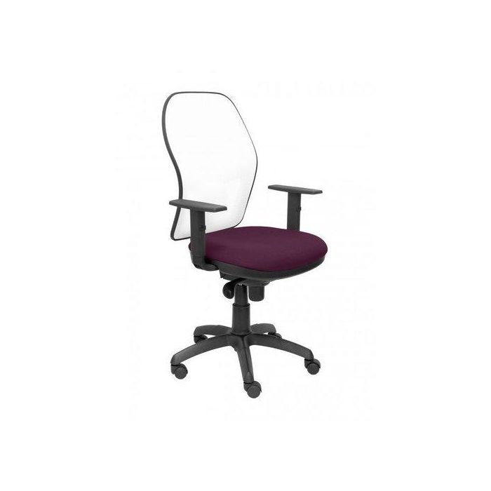 Silla Piqueras Y Crespo Jorquera Brazos Regulables Mecanismo Sincro Con Regulador De Tension Respaldo De Malla Blanca Y Asiento Tapizado Bali Morado