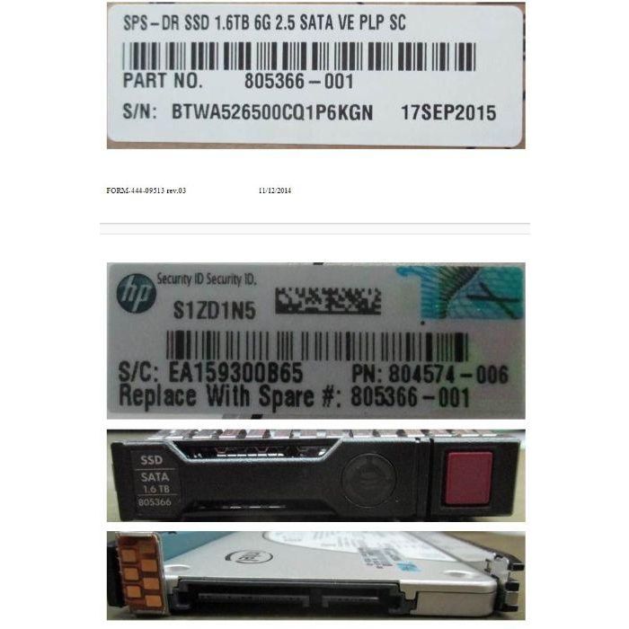Hewlett Packard Enterprise 1.6TB hot-plug Solid State Drive (SSD) 1