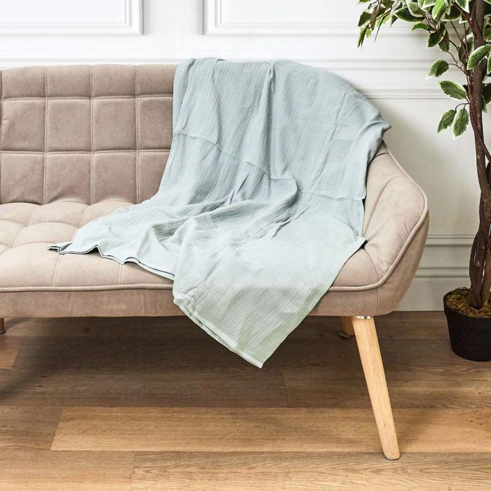 Home Deco Factory Manta de Algodón Verde 120x150 cm Suave y Ligera 100% Algodón 1