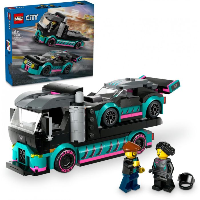 LEGO City Coche de Carreras y Camión de Transporte 60406 - Set de Construcción con 2 Minifiguras 13 LEGO City Coche de Carreras y Camión de Transporte 60406 - Set de Construcción con 2 Minifiguras 13