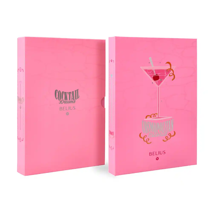 Belius Cocktails Bolígrafo Aluminio Rosa Plateado Tinta Azul Caja Diseño 1