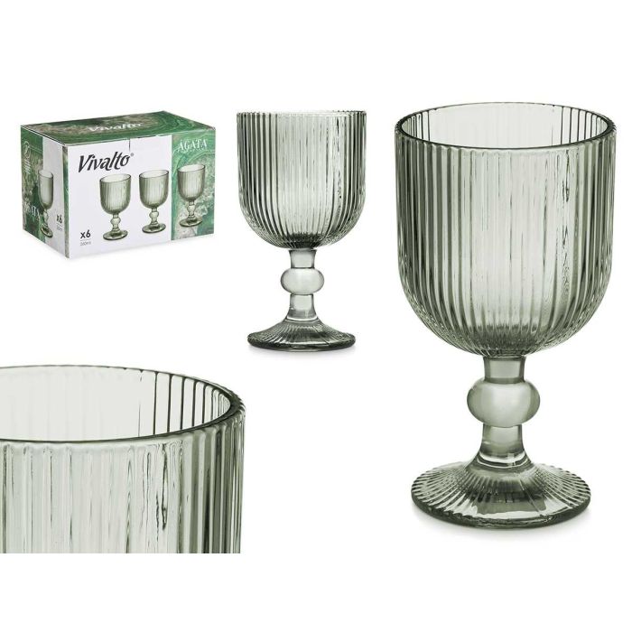Copa Verde Musgo Rayas 260 ml - Vivalto - Vidrio - 7.9x14.4x7.9 cm (24 Unidades) Copa Verde Musgo Rayas 260 ml - Vivalto - Vidrio - 7.9x14.4x7.9 cm (24 Unidades)