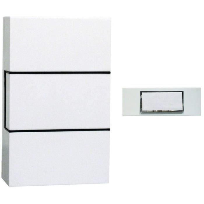 Chacon Timbre con cable con pulsador retroiluminado y transformador integrado, melodía carillón 2