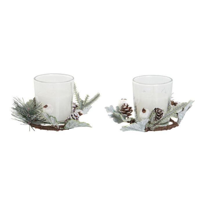 Velas DKD Home Decor Blanco Navidad 10 x 10 x 7 cm 19 x 10.5 x 7 cm (2 Unidades)